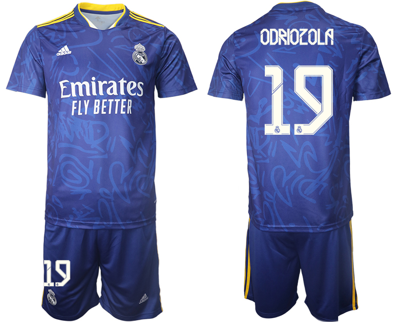 Men 2021-2022 Club Real Madrid away blue #19 Soccer Jersey->real madrid jersey->Soccer Club Jersey